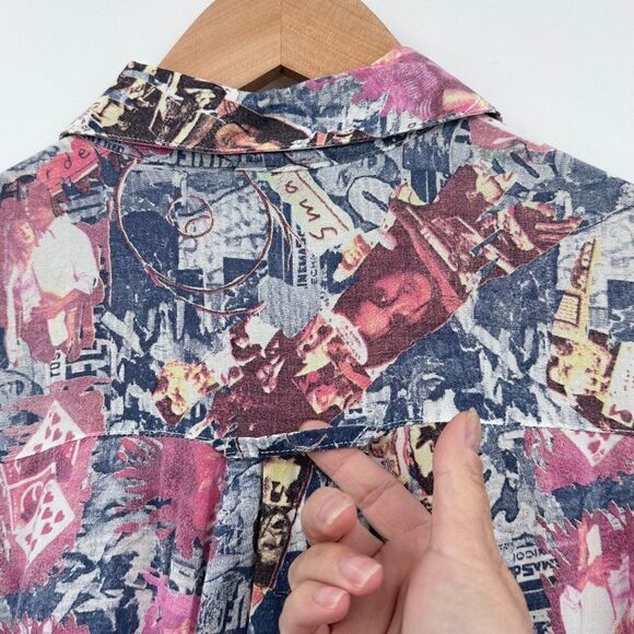 Hawaiian Las Vegas Playing Cards Novelty Button Down Shirt Womens Small Vintage - Picture 8 of 10